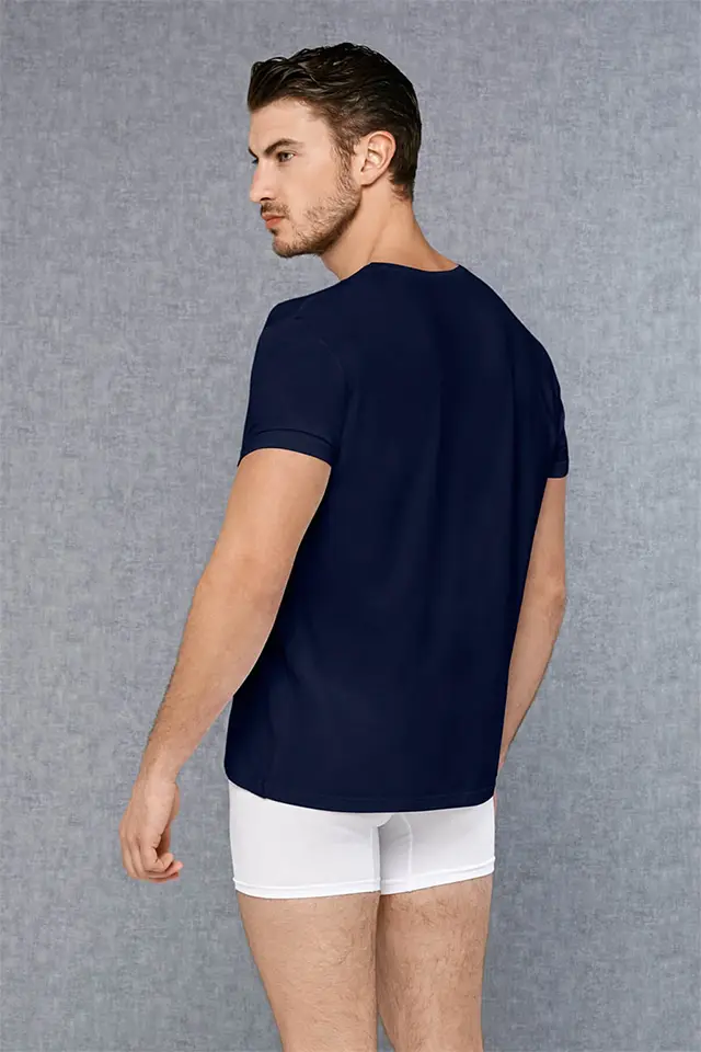 Micromodal V Yaka Lacivert Erkek T-Shirt