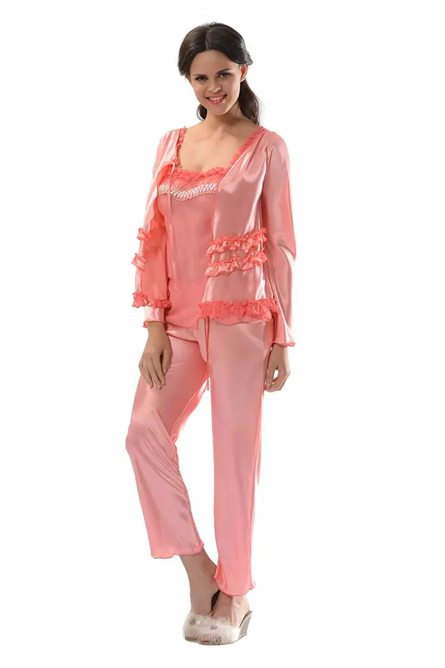 Nar Çiçeği Saten Pijama Takımı