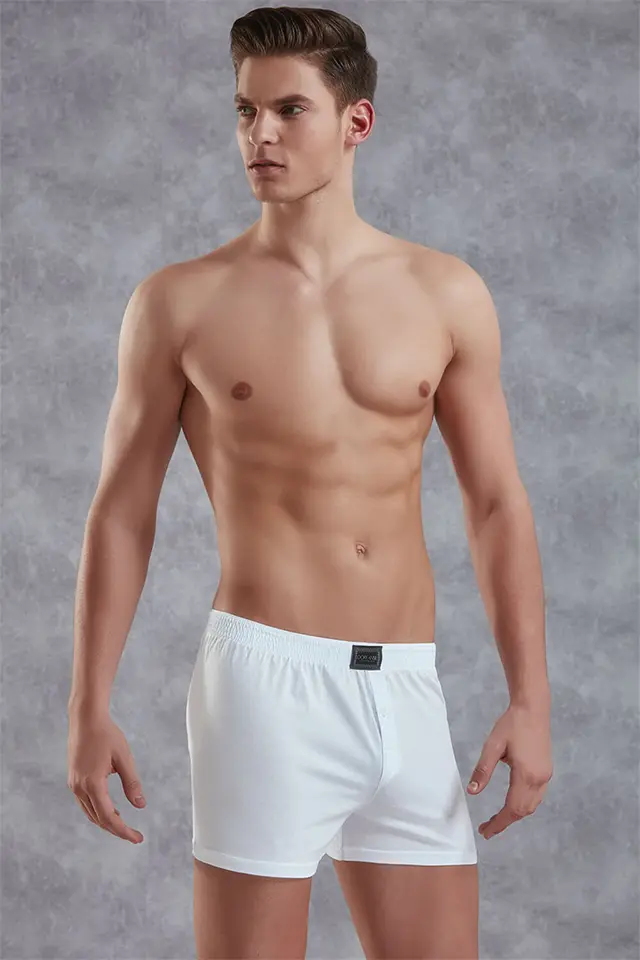Pamuklu Düğmeli Erkek Boxer