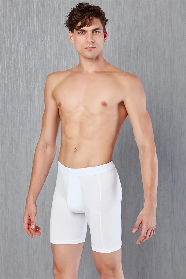 Torbalı Pamuklu Beyaz Erkek Boxer