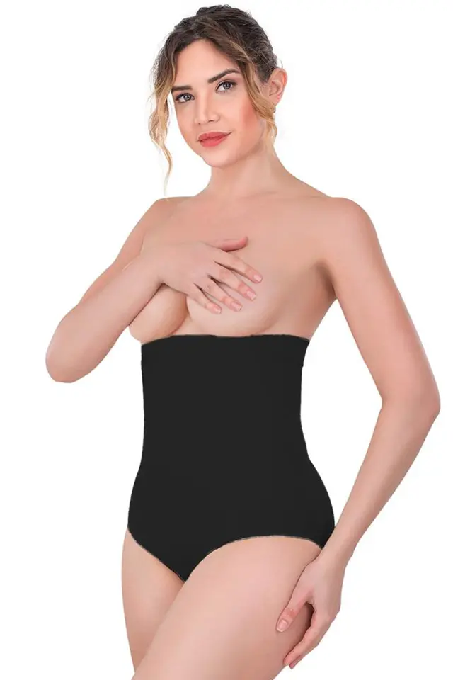 Yüksek Bel Çıtçıtlı Siyah Slip Korse