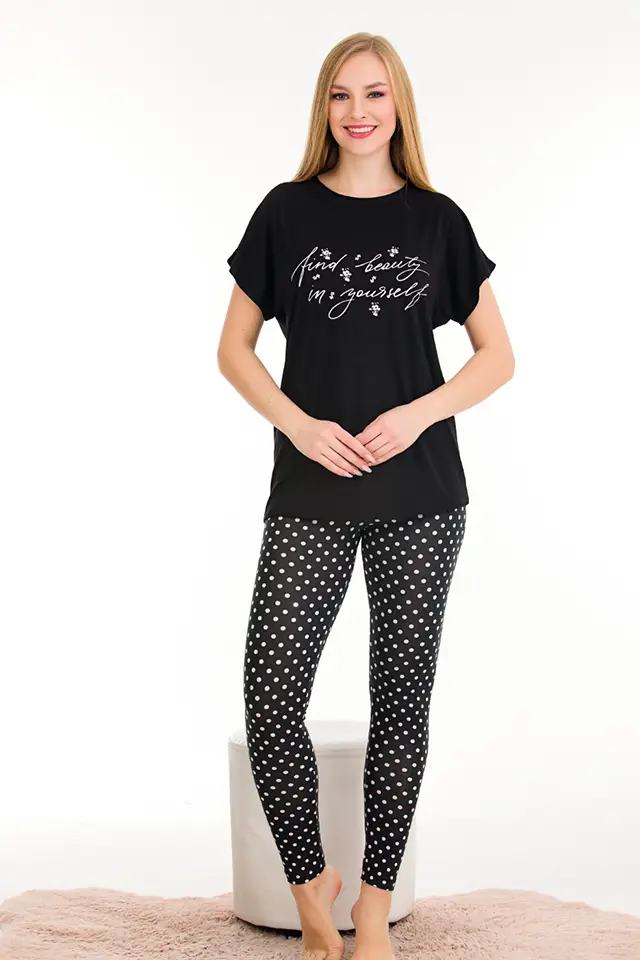 Beyaz Puan Bayan Pijama Takımı