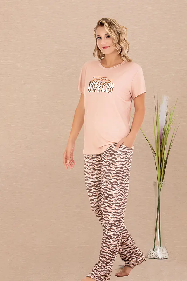 Parçalı Pudra Bayan Pijama Takımı