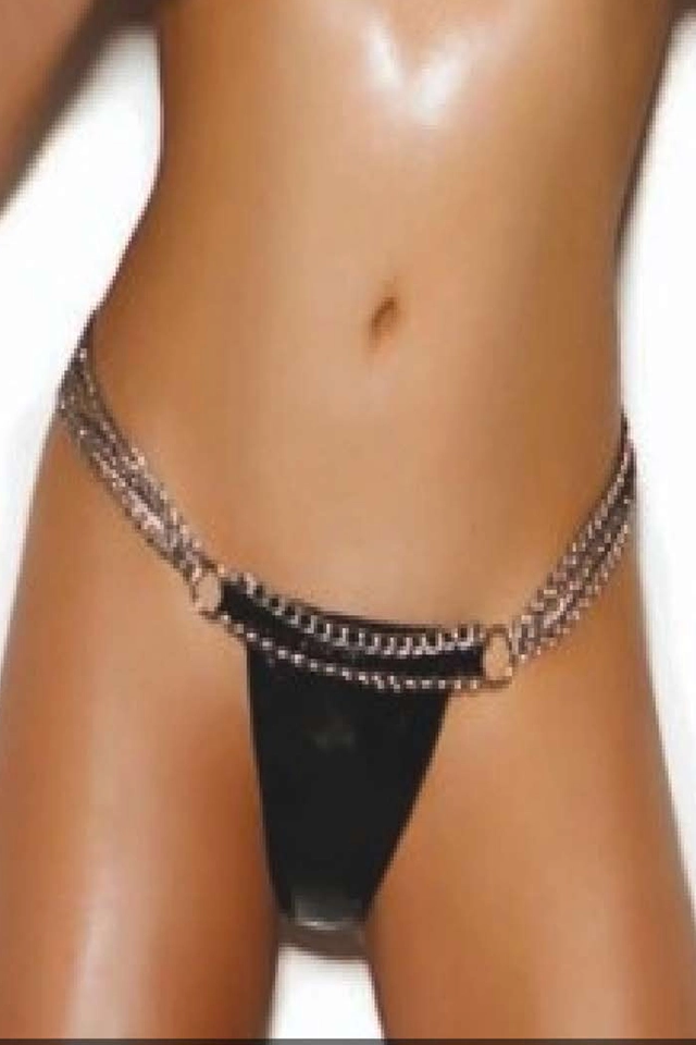 Siyah Fantazi Harness Zincirli Tanga