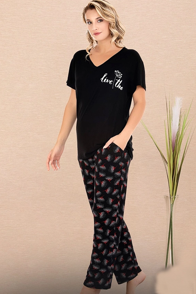 V Yaka Bayan Pijama Takımı